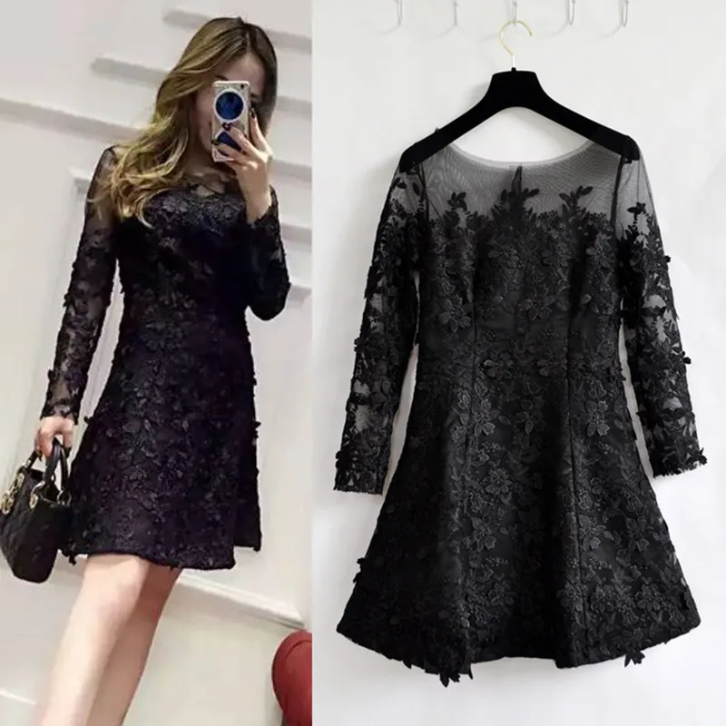 Vestidos сексуальное платье женское длинный рукав темперамент марля перспективное