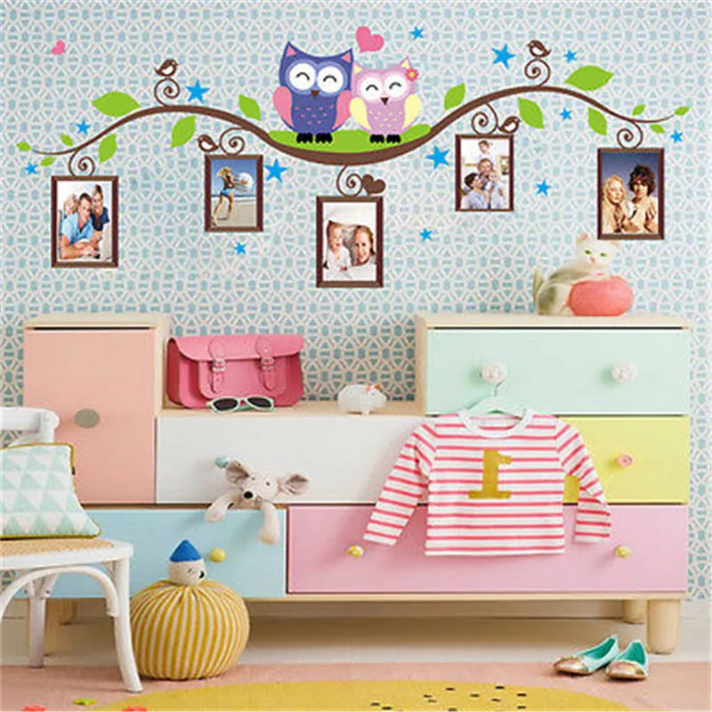 Современные новые и модные зеленые фоторамки с изображением совы съемные