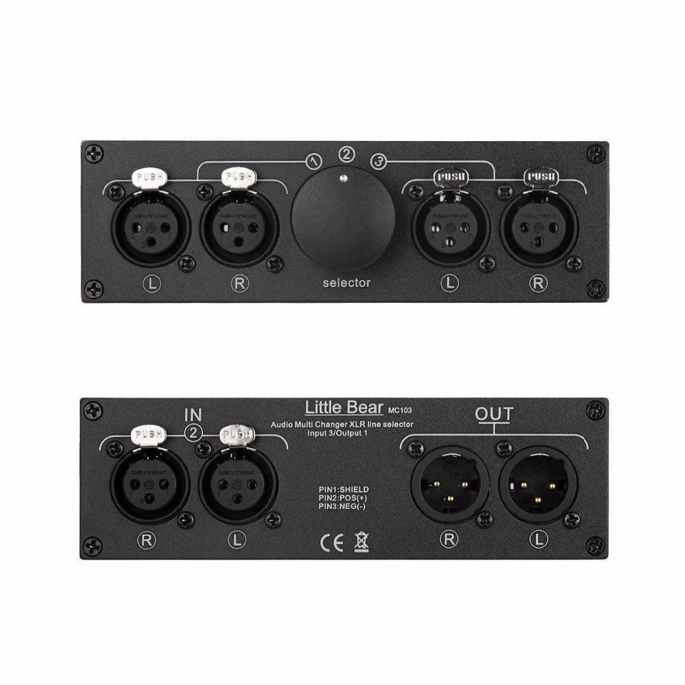 Little Bear MC103 3(1)-IN-1(3)-OUT XLR баланс стерео аудио коммутатор пассивный селектор разветвитель