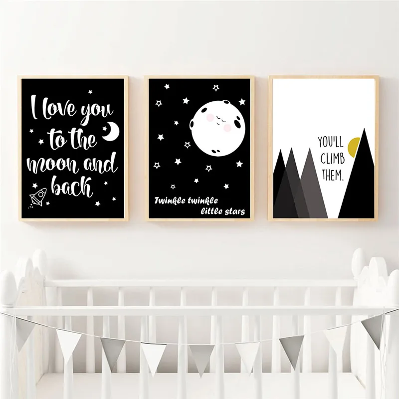 Настенная картина в скандинавском стиле черно белая мультяшная цитата постеры и