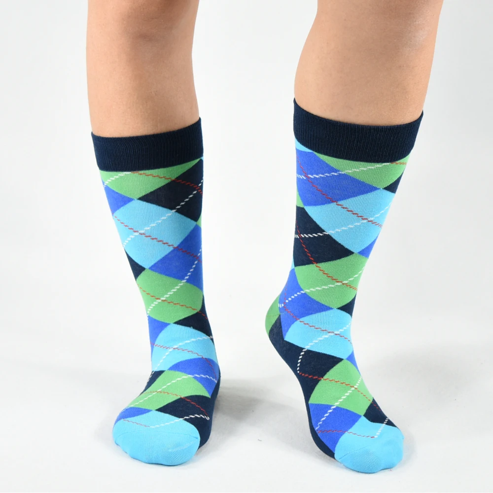 Happy Socks бросился Sokken Забавный узор яркие красочные Для мужчин Аргайл картины маслом точка полосатый хлопок свадьбы(6 пар/лот
