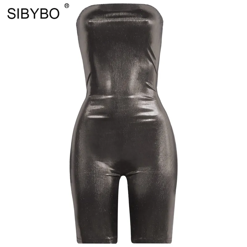 As Shown Sibybo без бретелек с блестками сексуальные костюмы пляжного типа и комбинезоны модные с открытыми плечами Тощий комбинезон для женщин с открытой спиной Повседневный Женский Игровой костюм - Цвет: As Shown
