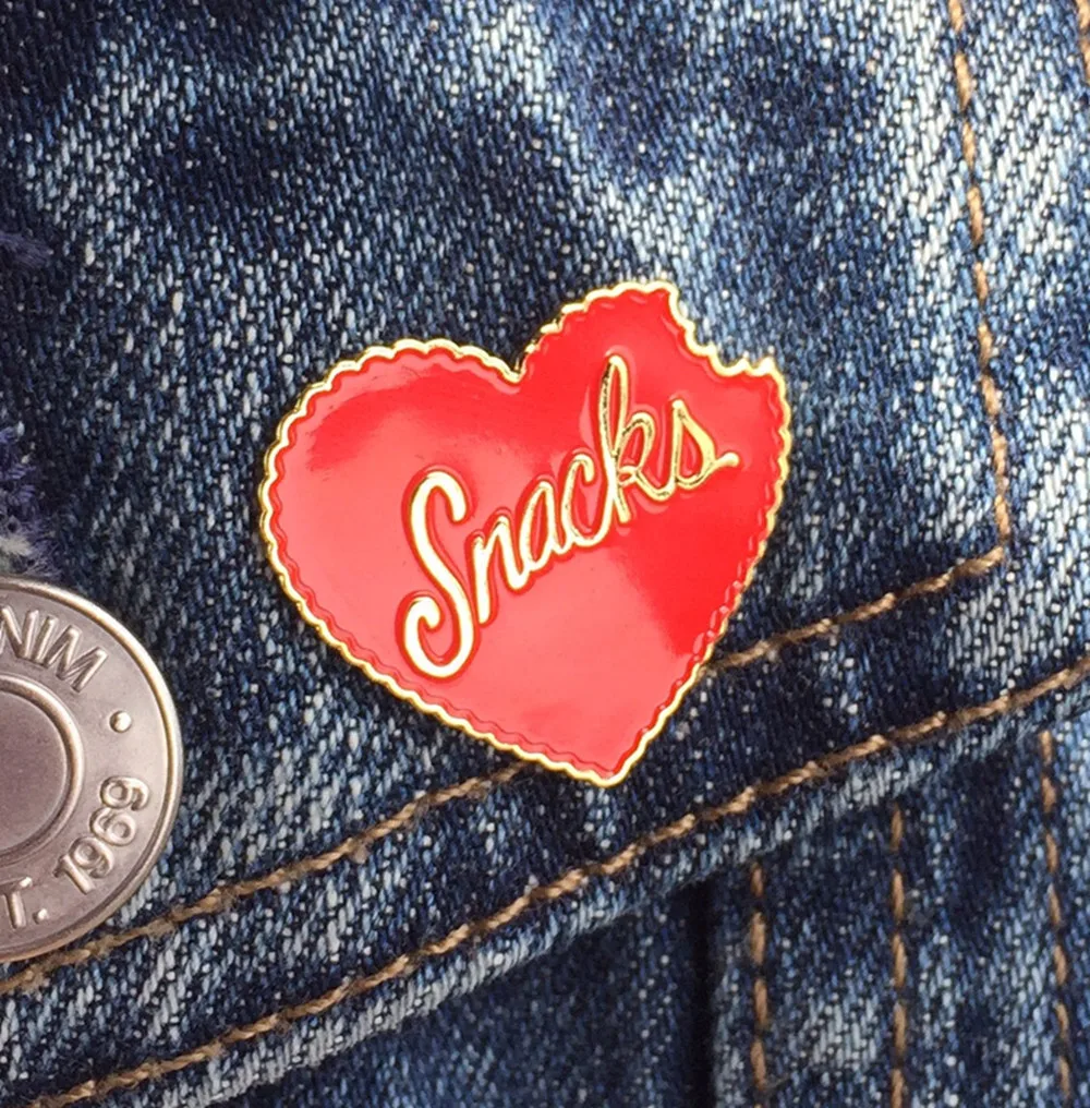 

Heart Snacks pin badge