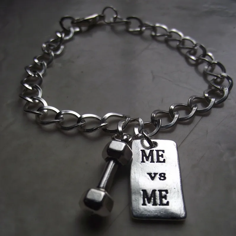 Новый сплав Древний серебряный ювелирные изделия гантели штанга браслет вера