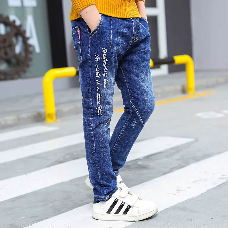 2018 Spring New Fashion Boys Long Full Length Tide Popular Jeans Letters Prints Children Trousers |