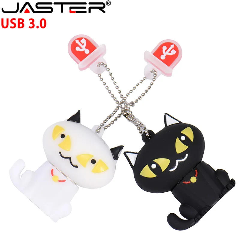JASTER USB 3,0 мультфильм милый Кот USB флеш-накопитель 4 ГБ/8 ГБ/16 ГБ/32 ГБ/64 Гб силикагель подарок ручка-накопитель реальная емкость USB флешка