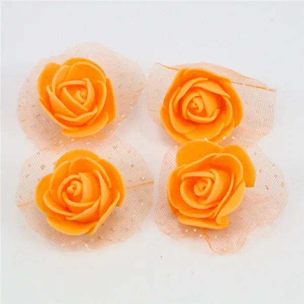 Orange 30 шт./лот, диаметр 3,5 см, пена, цветок розы, голова, искусственные розы, цветы ручной работы, сделай сам, свадебное украшение для дома A0606 - Цвет: Orange