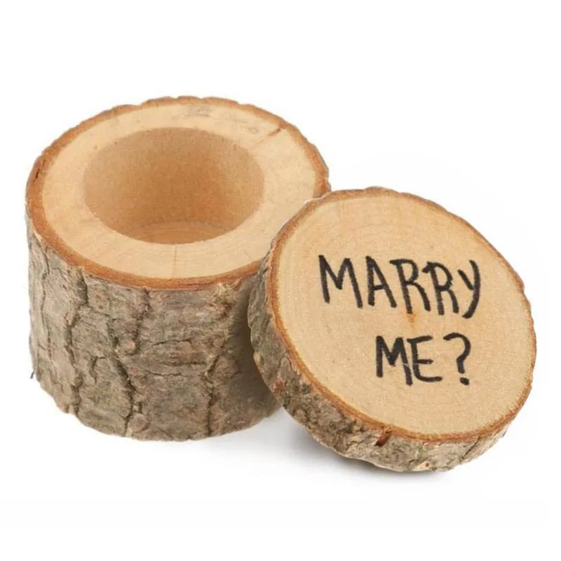 Деревенский Деревянные Кольца Поле MARRY ME кольцо держатель Box Обручение Валентина