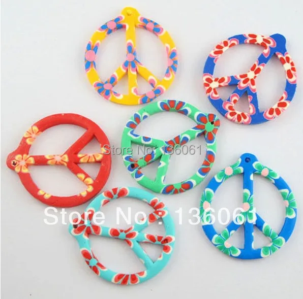 Модные подвески из полимерной глины в виде символа Мира для браслета ожерелья