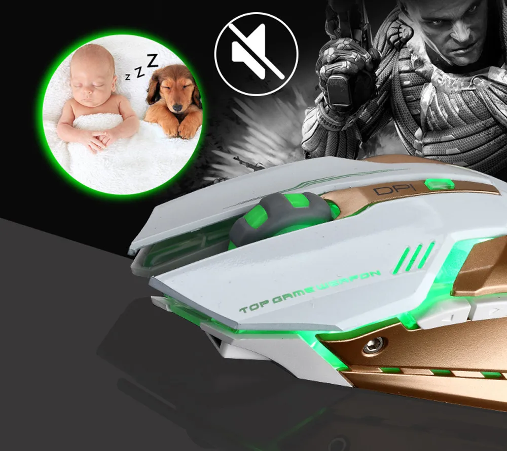 EPULA перезаряжаемая T1 профессиональная игровая беспроводная мышь Бесшумная светодиодный версия с задней подсветкой USB оптическая эргономичная игровая компьютерная мышь для ноутбука