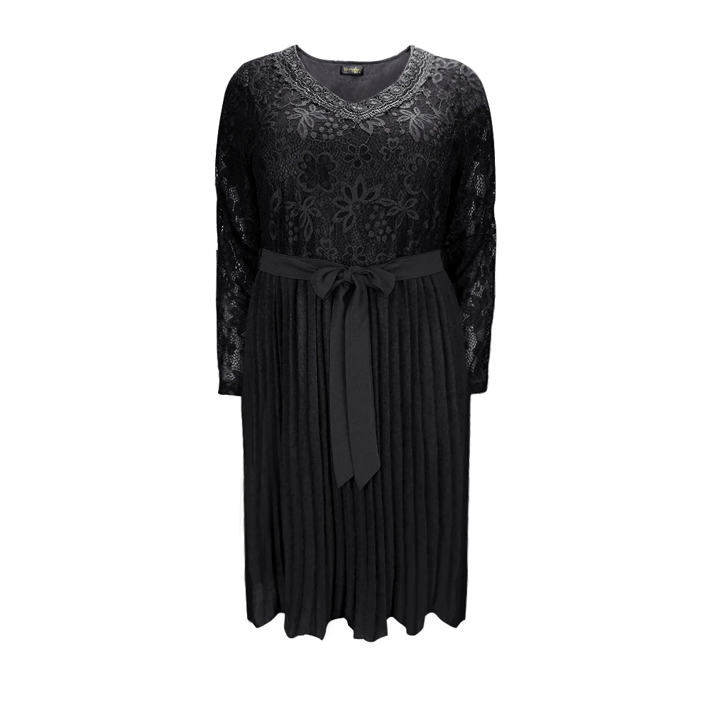 Размера плюс платья для Для женщин 4xl 5xl 6xl Демисезонный Boho Винтаж кружевные плиссированные шифоновые вечерние платья Женский Большой Размеры платье H162