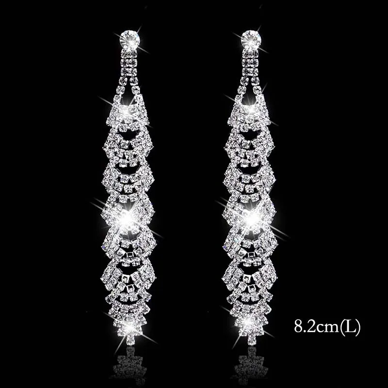 Style 17 BLIJERY, сверкающие серебряные серьги со стразами, Длинные свадебные серьги для женщин, свисающие серьги невесты, вечерние ювелирные изделия - Окраска металла: Style 17