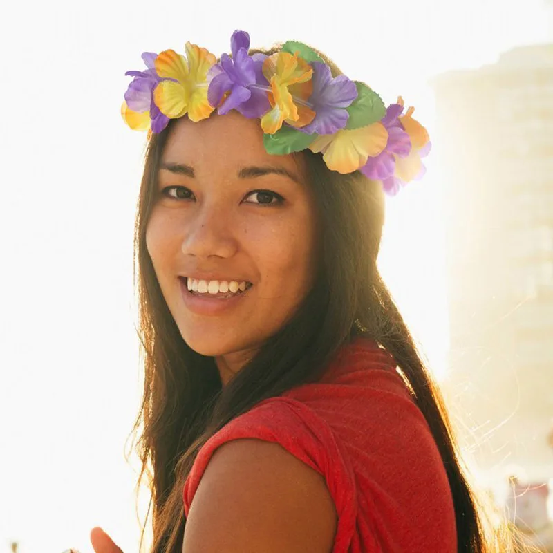 Горячее предложение 24 шт Гавайский венок на голову с искусственным цветком