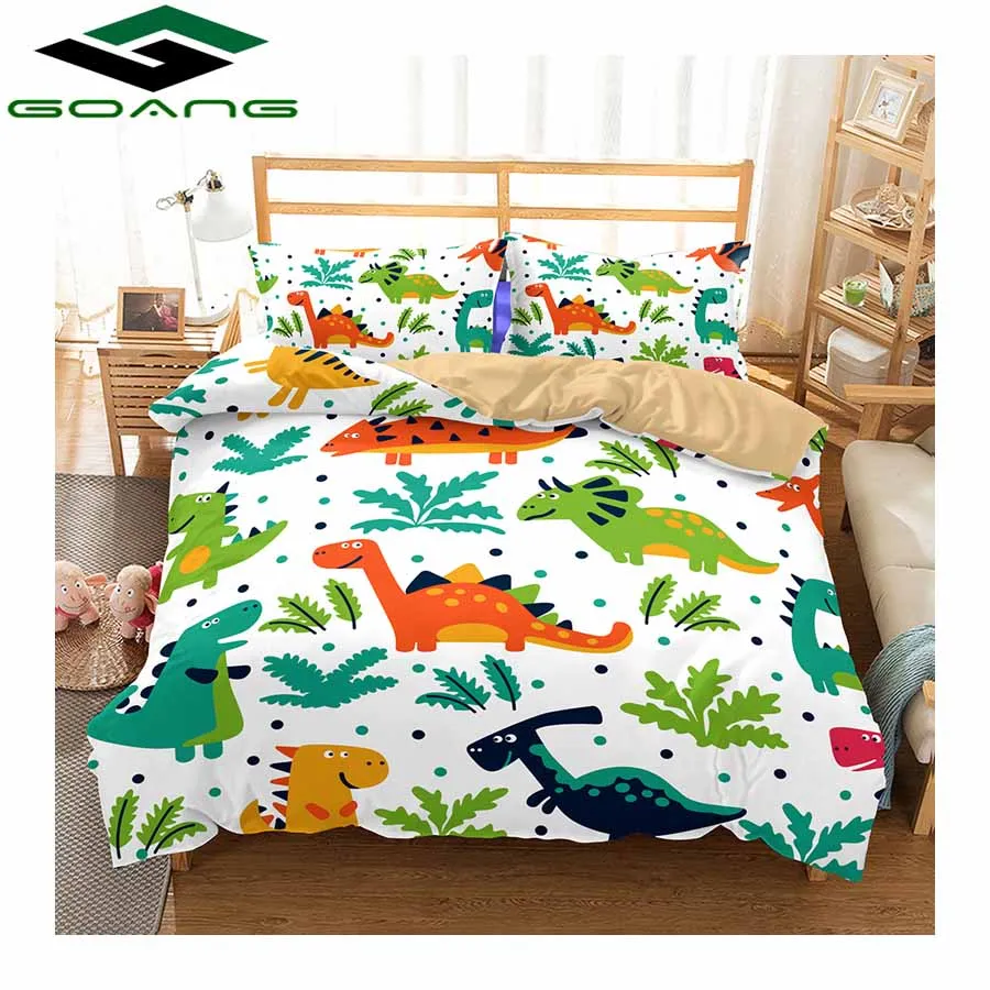 Белый GOANG full size bedding sets luxury home textiles 3d Digital printing mini dinosaur 3pcs boys bedding set microfiber - Цвет: Белый