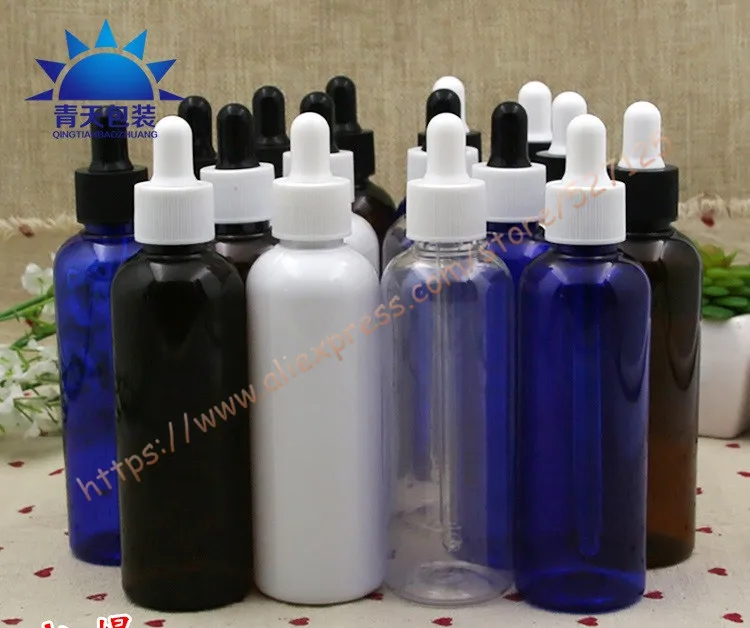 100 мл Красивая цветная ПЭТ бутылка с пластиковым кольцом + крышка пипеткой для