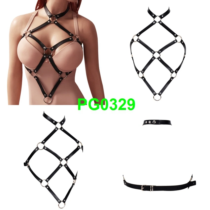Boho кисточкой красные кожаные обвязка для тела Связывание выдалбливают сексуальное женское белье Эластичный отрегулировать Топы корректирующие панк готич - Цвет: PG0329black