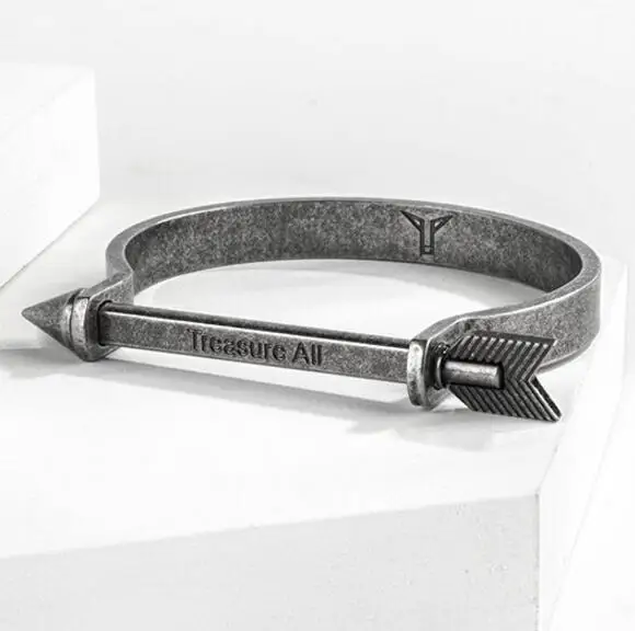 antique silver Браслет стрелки из нержавеющей стали для мужчин Noeud нарукавная повязка золотого цвета браслеты для женщин Винтовые браслеты-манжеты браслеты-маншеты Pulseiras - Окраска металла: antique silver