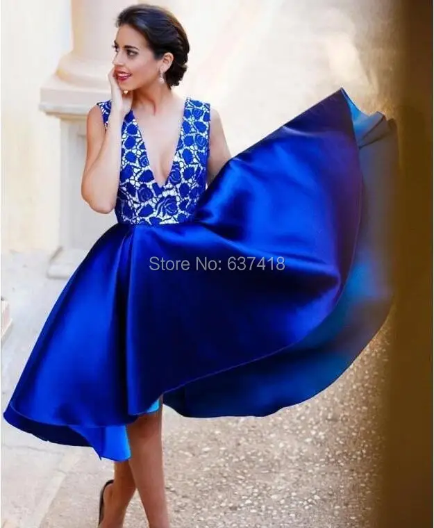 Королевское Синее Короткое платье для Homecoming коктейльное выпускного