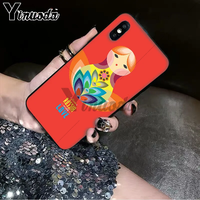 11pro MAX Русская Матрешка черный мягкий чехол для iPhone 6S 6plus 7plus 8 8Plus X Xs 5 5S