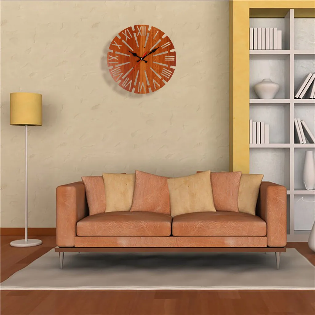 3D Ретро стиль декоративные круглые Настенные часы для дома офиса бара украшения