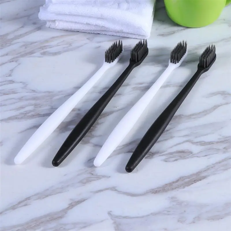 4 шт зубная щетка Bamboo Charcoal Pappus зубная щетка домашняя зубная щетка с головкой коробка(черный и белый