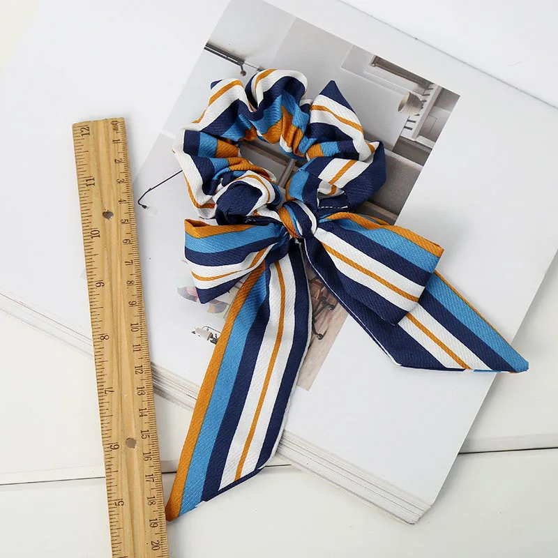 Style 12 Haimeikang, лента для волос в стиле ретро с однотонным принтом для девочек, атласная резинка для волос с бантиком, эластичная резинка для волос, галстук-бабочка, резинка для волос с конским хвостом - Цвет: Style 12