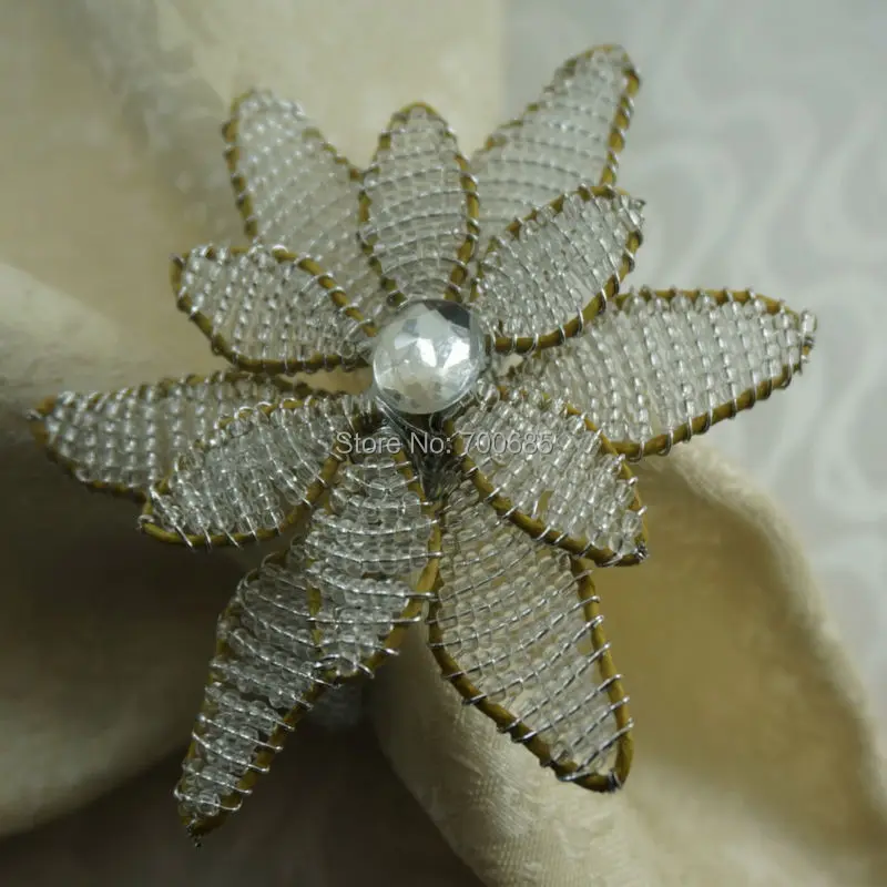 

glass beaded flower napkin ring wedding decoration napkin holder