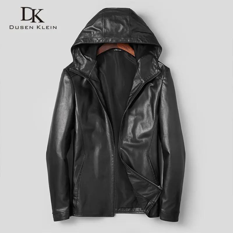 

Men Genuine Leather Jacket Real Sheepskin Jackets Casual Short Black Pockets 2019 Autumn New Jacket for Man t1938