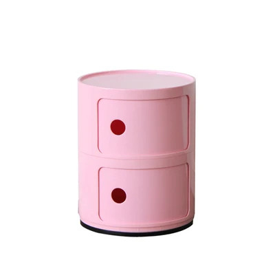 PINK Минималистический современный дизайн пластиковые круглые классические шкафы для хранения, маленькие многофункциональные шкафы для хранения с ящиком, прикроватный столик 1 шт - Цвет: PINK