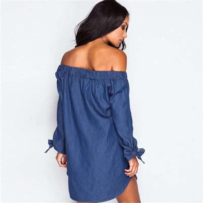 S M L XL Dress Women Hot Sale Autumn Fashion Women`s Bra Sexy Long-Sleeve Bow Female One- Shoulder Slash Neck | Женская одежда