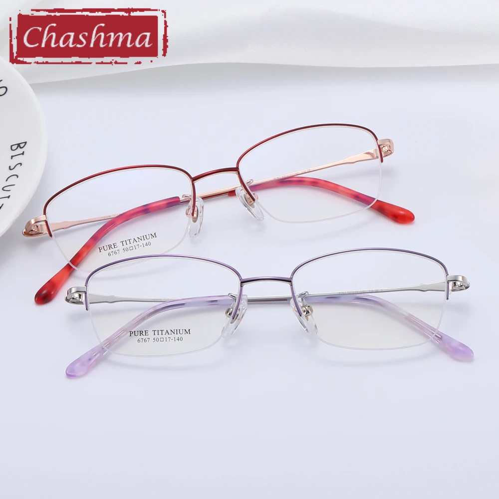 Женская титановая полуоправа для очков Chashma фиолетовая оправа рецептурных