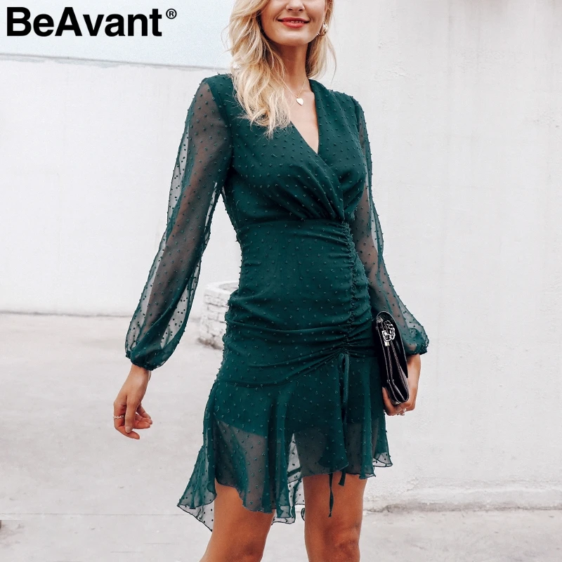 Женское платье с длинным рукавом BeAvant винтажное Сетчатое облегающее коротким
