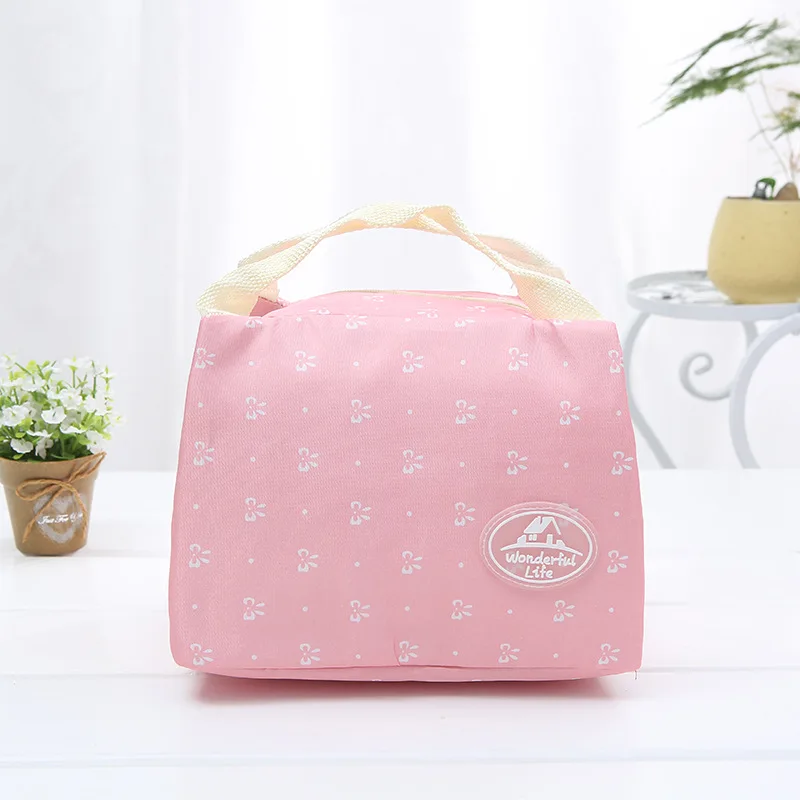 XZP Thermal Lunch Bags Fresh Pink Cherry Tote Polyester Peach Skin Portable Butterfly Convenient | Багаж и сумки