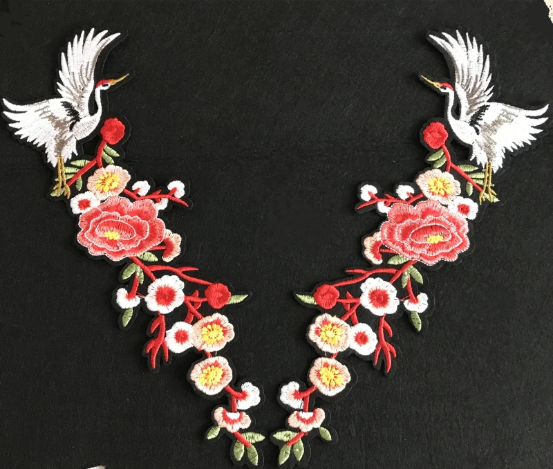 1 пара Вышивка Роза Цветок Птица утюгом патчи платье шляпа сумка джинсы