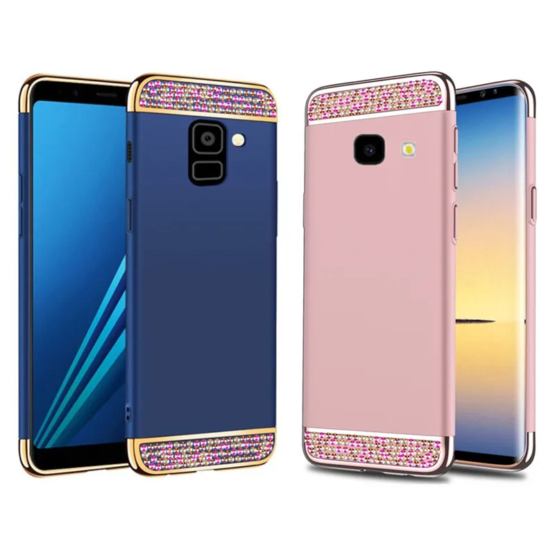 Блестящий хрустальный чехол бампер для Samsung J4 Plus Core жесткий силиконовый броня Galaxy