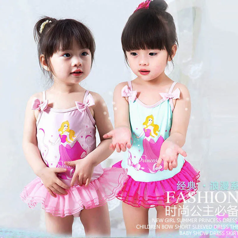 Милое платье принцессы для девочек один цельный купальник детский купальный