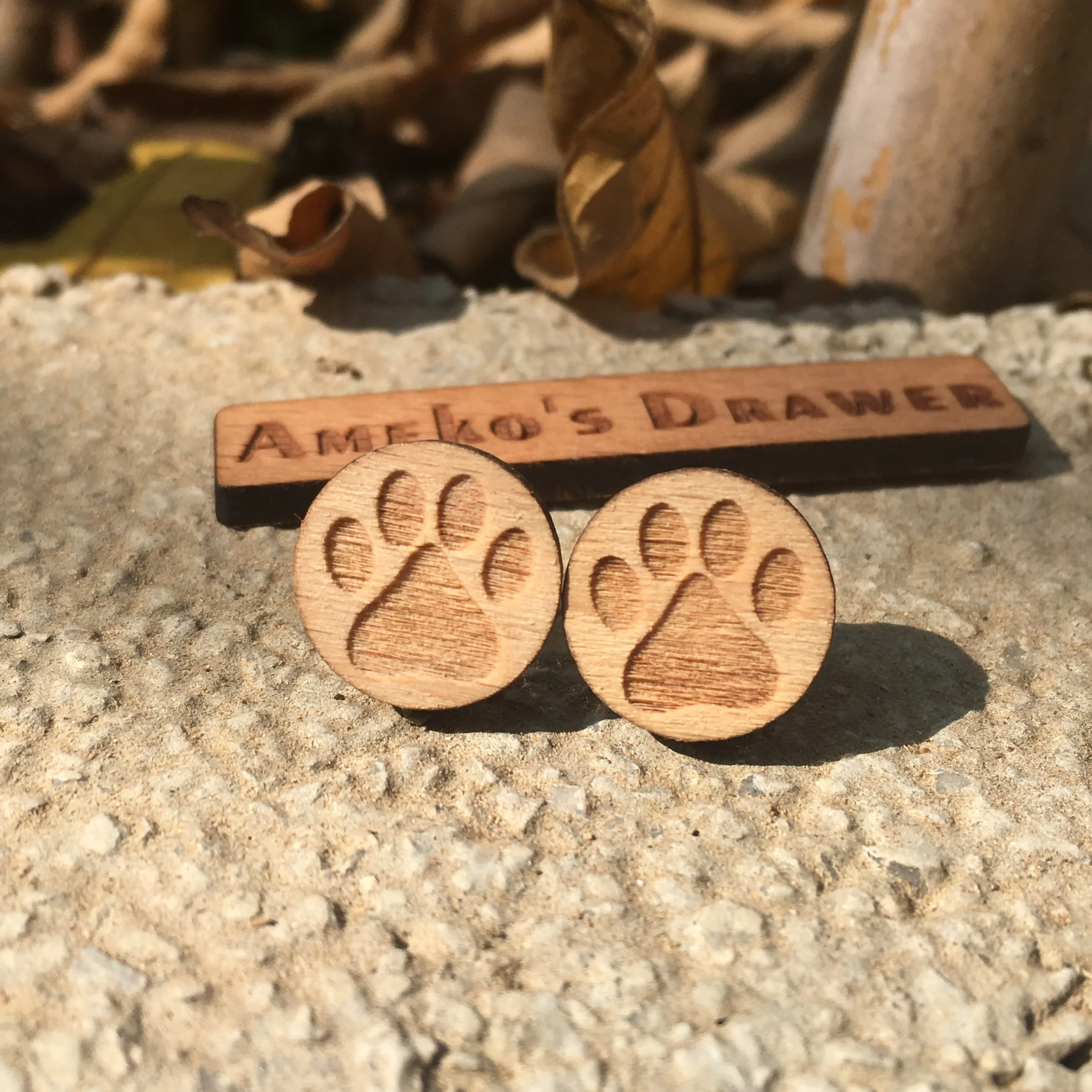 Серьги в виде животных с лазерной гравировкой серьги лапами медведя деревянные