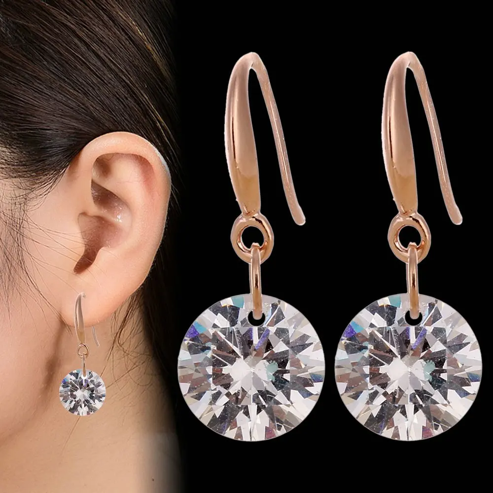 2017 модные золотые белые кристаллы циркона CZ Висячие серьги для женщин роскошные
