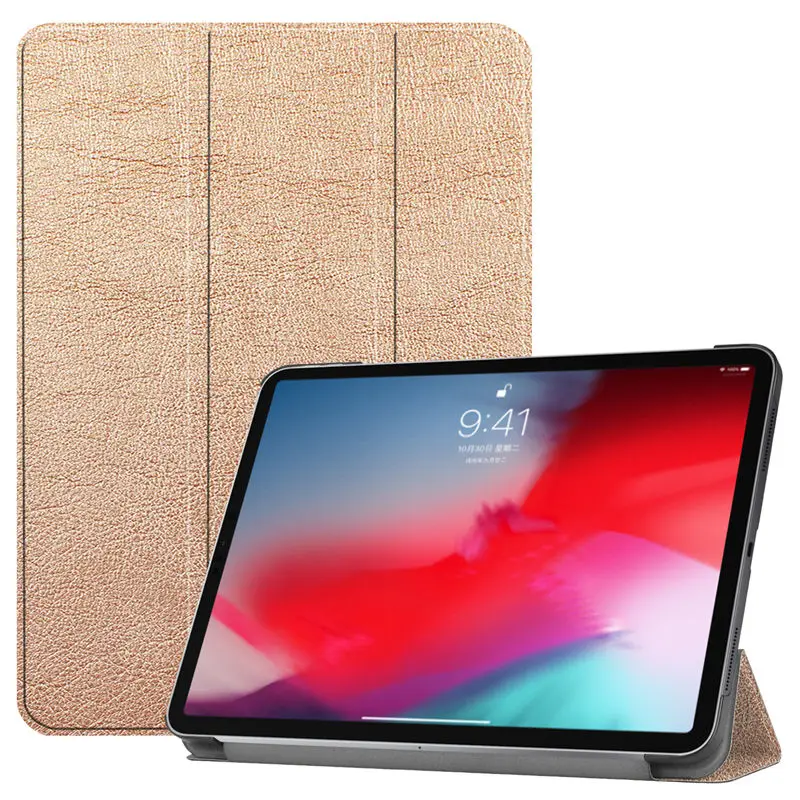 Rose gold Чехол для iPad Pro, 11 дюймов(), умный чехол, чехол для нового iPad Pro, 11 дюймов,, с рисунком, складная подставка, Чехол+ пленка+ ручка - Цвет: Rose gold