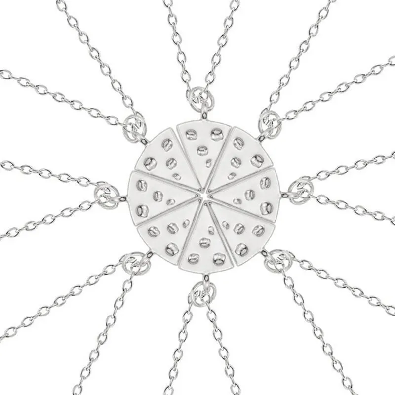 8pcs/set Simple Tiny Pizza Pendant Necklace Gold Silver Food Best Friends Forever Women Friendship Jewelry | Украшения и