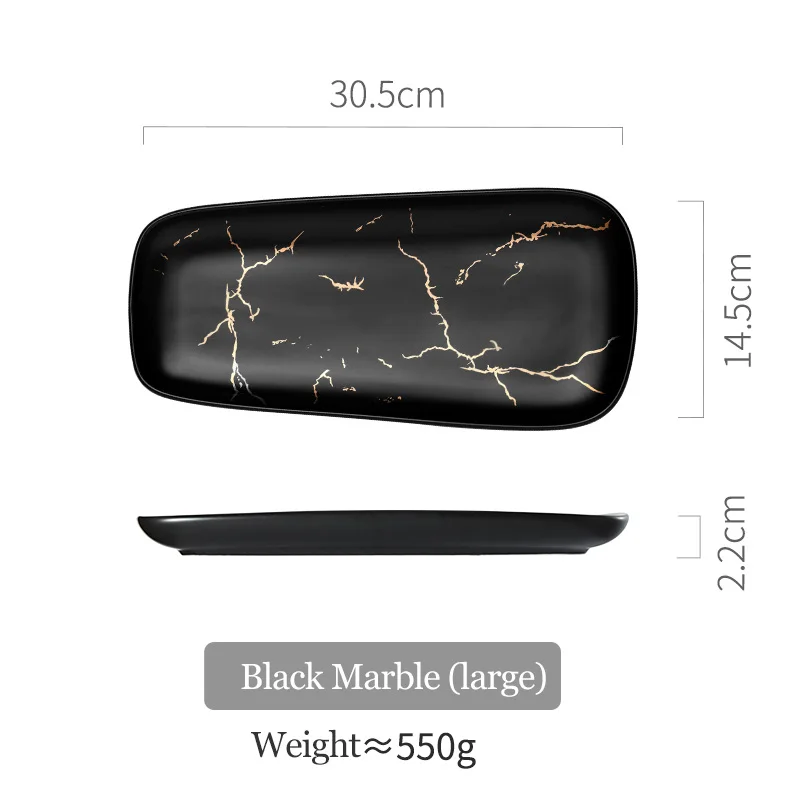Large Marble Black Обеденная тарелка керамическая посуда для пиццы уникальная матовая столовая посуда рыбные блюда для бифштекса блюдо в стиле вестерн блюдо десертная тарелка суши-посуда - Цвет: Large Marble Black