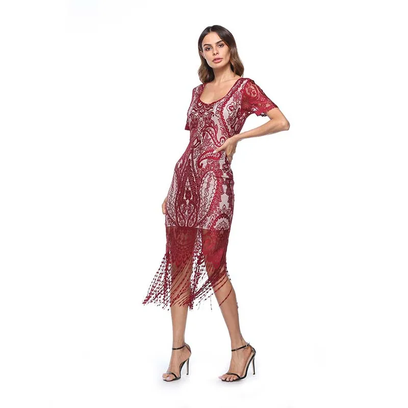 WHZHM Vestidos вечерние платье кисточкой Sukienka лето лоскутное глубокий v образным