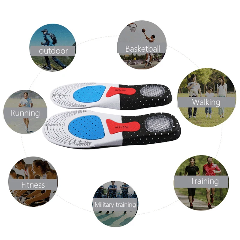 Ортопедические стельки унисекс силикатные с поддержкой свода стопы для спорта