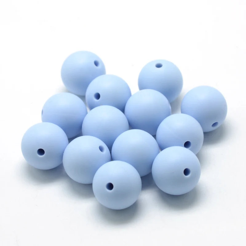 

100pc Food Grade Environmental Silicone Beads Chewing Beads For Teethers DIY Nursing Necklaces Making Round LightSteelBlue,12mm