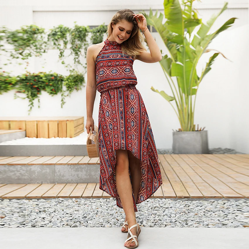 Vestido verano 2018 летнее платье новый ретро Печатные Нерегулярные рукавов винтажное