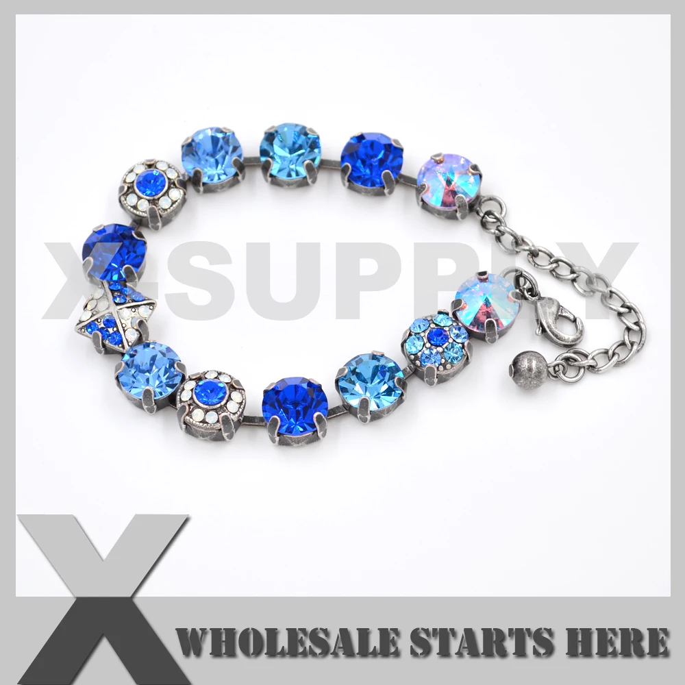 10 мм чатон хрусталь цветком приукрашиванием теннис Браслеты чашечная цепь из