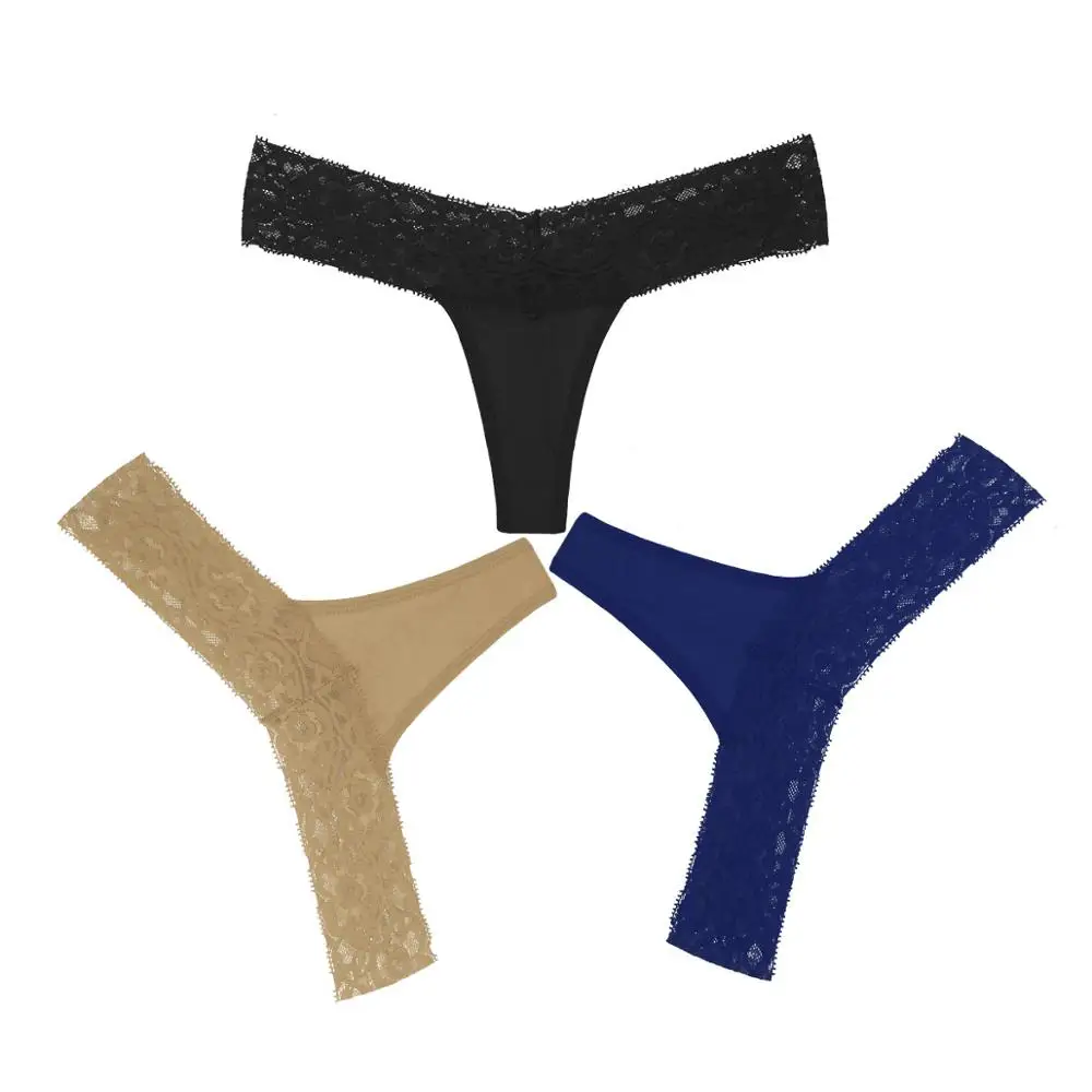 black navy nude 3 шт./упак., элегантные кружевные Хлопковые женские трусики-танга, большие размеры, трусики, нижнее белье, сексуальные трусы Modis, дамское нижнее белье Танга - Цвет: black navy nude