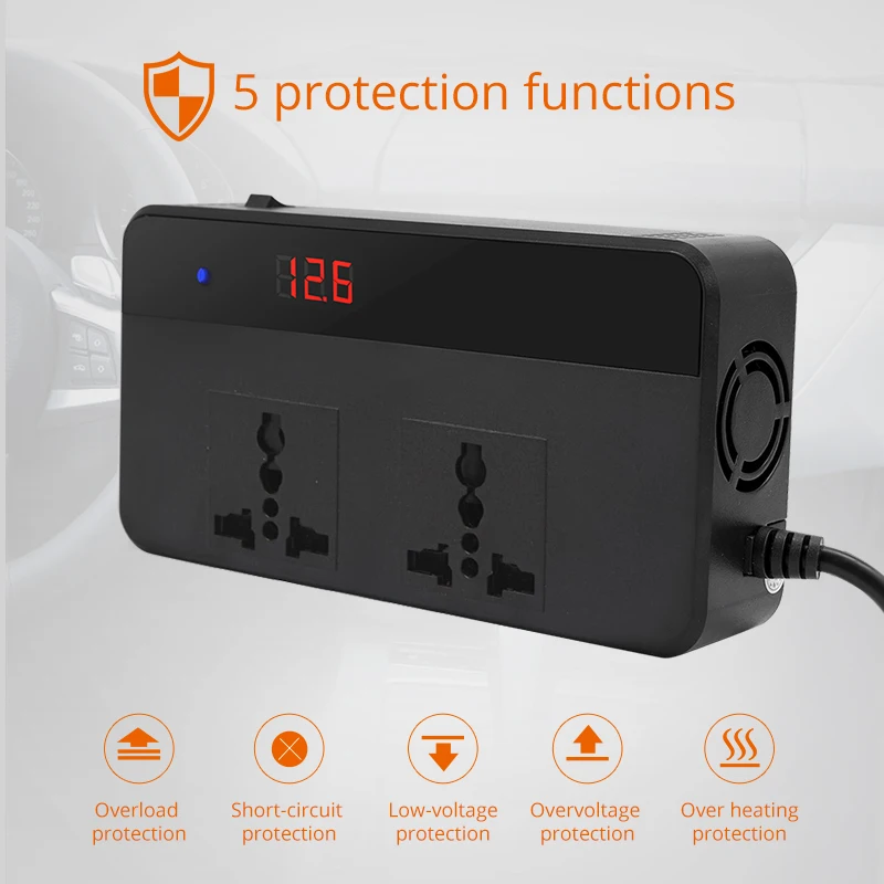 Partol 12 В до 220 автомобильный инвертор 200 Вт преобразователь напряжения с 4 USB