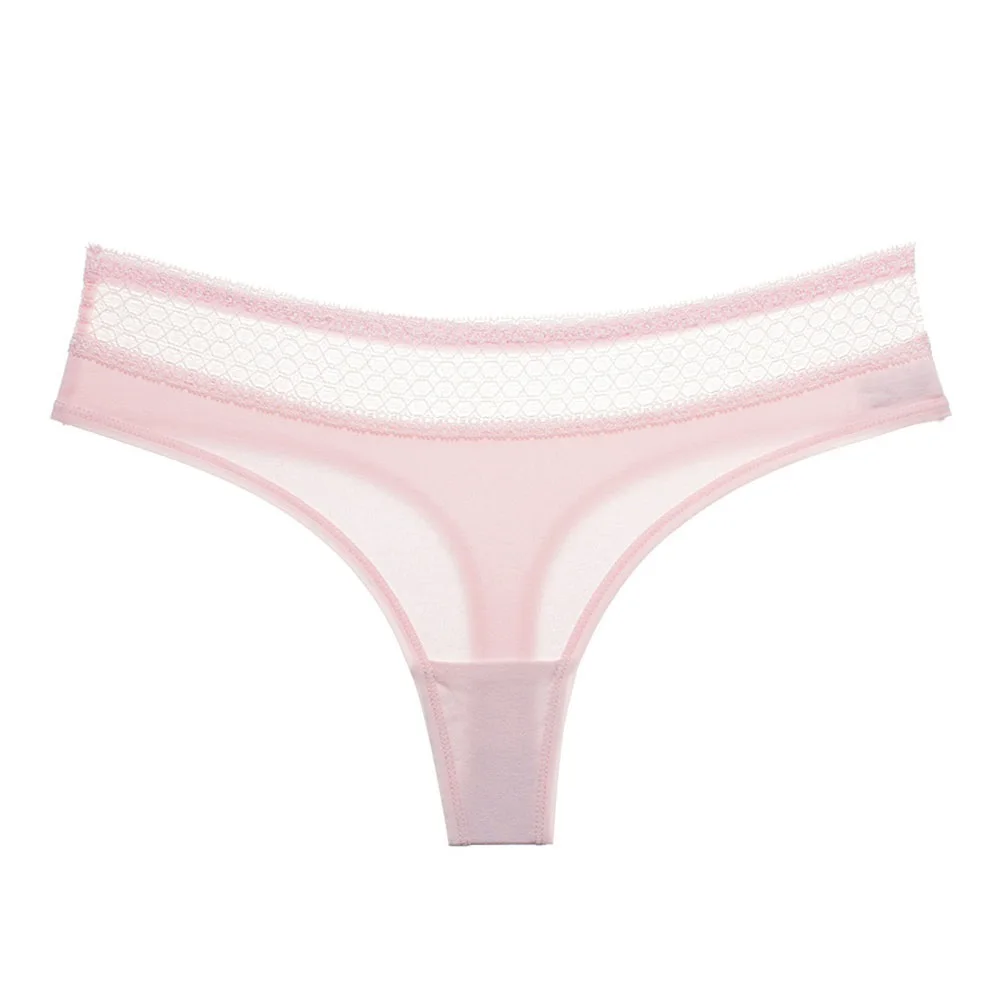 pink Lace Хлопковые сексуальные трусики, женское нижнее белье, стринги, женские стринги, одноцветные, танга, нижнее белье, женские кружевные бесшовные трусики, женские трусики-стринги - Цвет: pink Lace