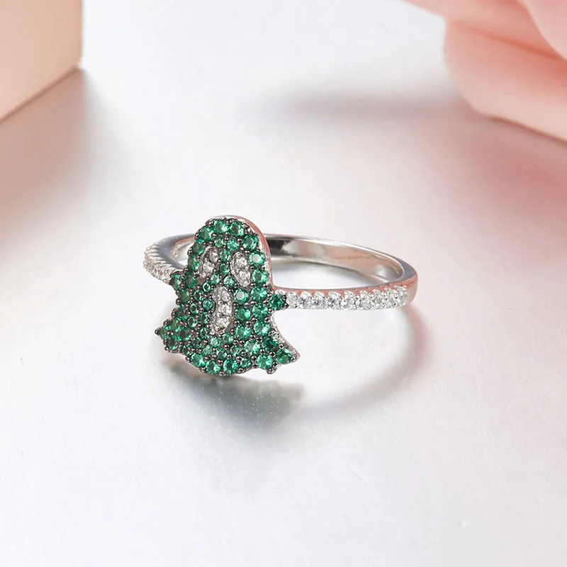 SLJELY роскошный полный зеленый кубический цирконий кольцо Призрак Череп